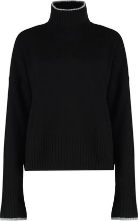 Pinko Turtlenecks, female, Black, 2XS, Ribbed Wool Cashmere Jumper