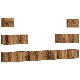 Berkfield Home 7 Piece TV Cabinet Set Wall-mounted Old Wood Engineered Wood in Brown