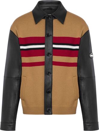 Moschino knitted-panel leather jacket - men - Sheepskin - 48 - Black