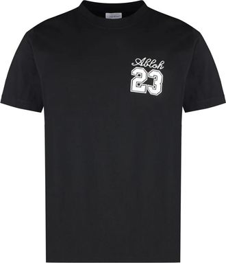 Off-white 23 Logo Slim T-shirt met Korte Mouwen - Heren - T-shirts - Zwart - 2XL - Katoen - Tops