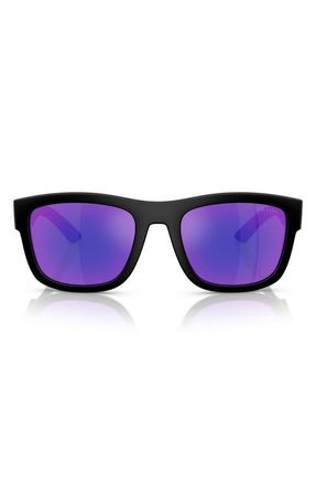 Prada 53mm Mirrored Pillow Sunglasses in Matte Black at Nordstrom