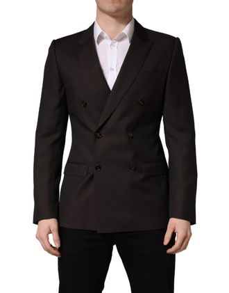 Dolce & Gabbana Dark Violet Wool Double Breasted Suit Mens Jacket