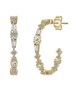 Genevive 14K Over Silver Cz Hoops