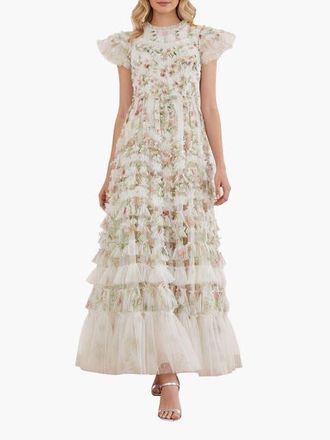 Needle & Thread ColetteS La Vie En Rose Round Neck Gown in Moonshine/cream at Nordstrom, Size 12