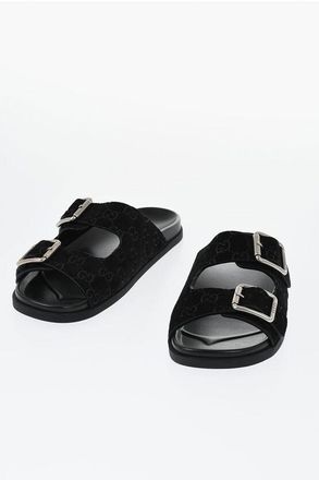 Gucci Suede Slides with Embossed Monogram Pattern size 39,5