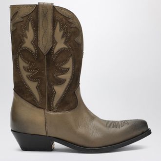 Golden Goose Wish Star boots in khaki leather and suede