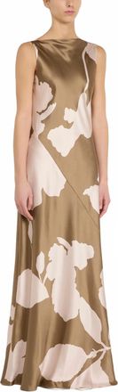 Antonelli Mara Printed Silk Maxi Dress In Brown