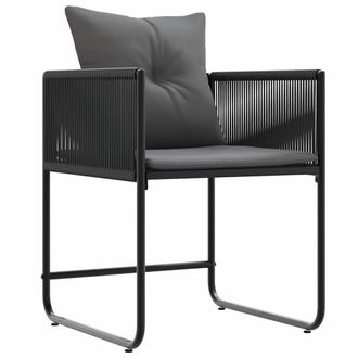 Berkfield Home Garden Chairs with Cushions 4 pcs Black Poly Rattan