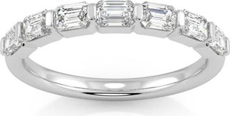 Pompeii3 1 Ct Emerald Cut Diamond East To West Wedding Stackable Ring 14k Gold Lab Grown