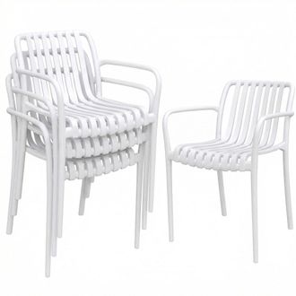 OUTSUNNY Sillas de jard&iacute;n 55x58.5x81.5 cm blanco