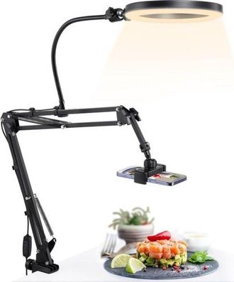 OEM Aro De Luz De 25 Cm Con Tr&iacute;pode - Tr&iacute;pode Flexible Para Celular Con Aro De Luz - 3 Temperaturas De Color - 10 Luces De Aro Ajustables - Videoconferenc