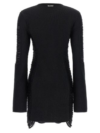The Attico Distressed-Knit Viscose Tunic - Black