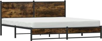 vidaXL Vidaxl - Estructura De Cama Sin Colch&oacute;n Metal Roble Ahumado 180x200 Cm