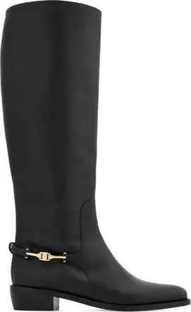 Ferragamo Stivali da equitazione alti con fibbia F Therma - - Shoes - Donna - Nero - 37 EU