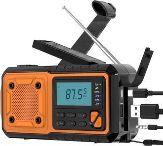 No Brand Radio De Emergencia Con Dinamo Y Manivela, Receptor Meteorol&oacute;gico Solar Fm/am/onda Corta/wba De 4000 Mah Con Linterna Led Sos