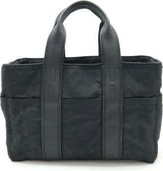 Herm&egrave;s Black Nylon Handbag Tote Bag (Pre-Owned)