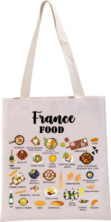 Generic France Food Lover Gift France Food Tote Bag France Food Handbag France Souvenir Gift France Travel Gift (France Food Tote)
