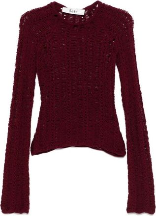 S&eacute;fr Burgundy Crew Neck Sweater - Dames - Ronde hals truien - Rood - S - Truien & Vesten