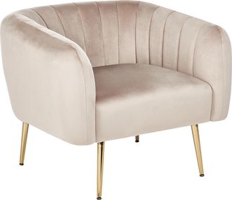 Beliani Beliani - Sill&oacute;n De Terciopelo Respaldo Patas Metal Glamour Gris Pardo Laconia