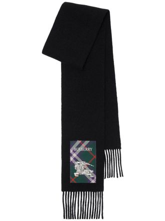 Burberry check-label cashmere scarf - unisex - Cashmere - OS - Black