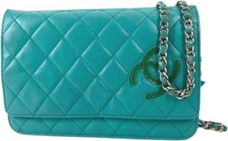 Chanel Pre-owned Chain/Shoulder Wallet - Dames - Vintage Schoudertas - Blauw - ONE Size - Leer - Vintage