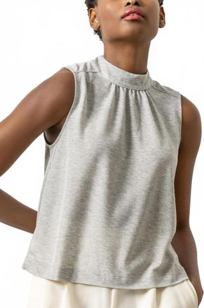 Lilla P Sleeveless Mock Neck Top In Heather Sparkle