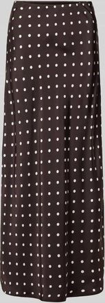 Neo Noir Neo Noir Maxirock aus Satin im Allover-Look Modell VISO DOT in Mittelbraun, Gr&ouml;&szlig;e 34