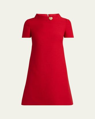 Valentino Garavani Crepe Couture Crystal Heart Mini Dress