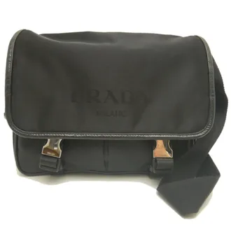 Prada Saffiano Nero Leather Shoulder Bag (Pre-Owned)