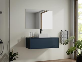 Vente-Unique Mobile per bagno sospeso con lavabo singolo 94 cm Blu notte - TEANA II