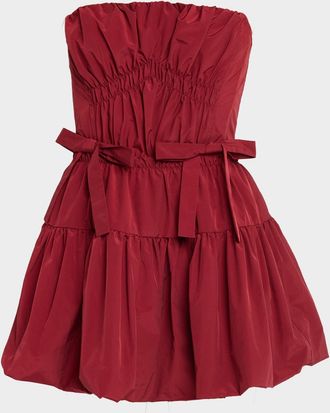 Aknvas Kamilla Strapless Taffeta Bow Mini Dress