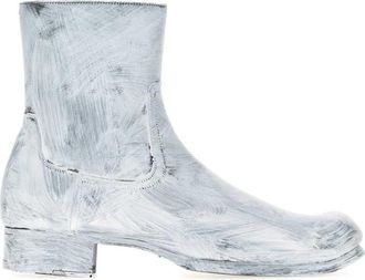 Maison Margiela White Printed Leather Ankle Boots