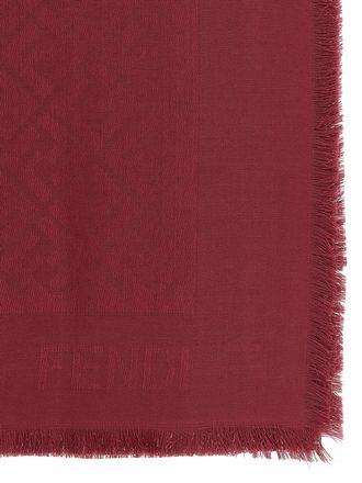Fendi FF Jacquard Silk-Wool Shawl - Red