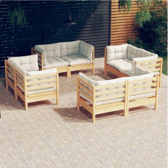 vidaXL Muebles De Jard&iacute;n 8 Piezas Cojines Madera De Pino Color Crema Vidaxl