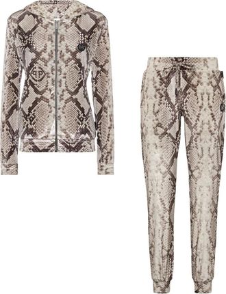 Philipp Plein Jogging Set: Hoodie/Broeken - Dames - Jumpsuits - Beige - M - Polyester - Jumpsuits & Playsuits