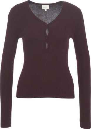 Birgitte Herskind V-neck Knitwear, female, Brown, M, Oscar Ribbed Knit Top