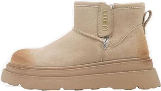 Generic Women winter thick soled snow boots with increased height and plush insulation anti slip cotton short boots (beige,5.5)