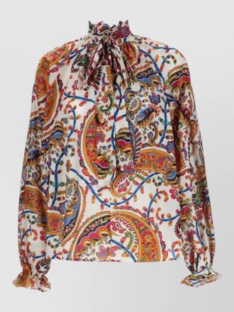 Etro paisley-print tie-neck silk blend blouse