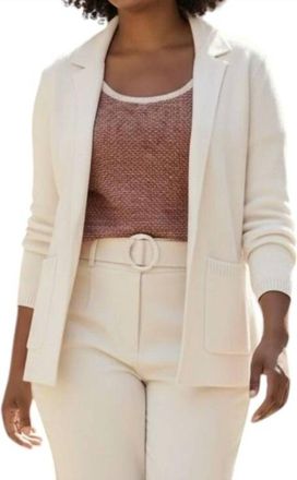 L'agence One Button Cotton Sweater With Collar In White