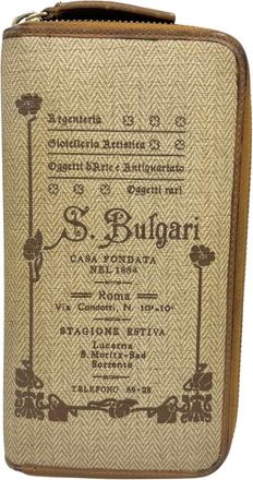 Bulgari Beige Leather Long Wallet (Bi-Fold) (Pre-Owned)