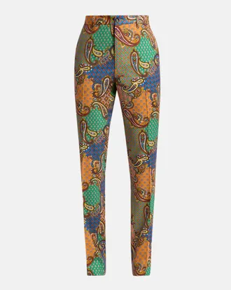Etro Men & apos;s Wool Patchwork Flat-Front Trousers