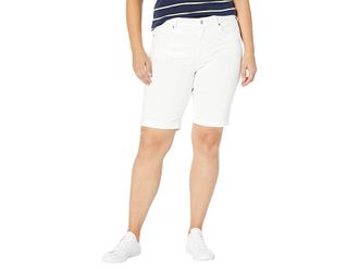 NYDJ Plus Size Briella Shorts Roll Cuff 11 in Optic White Womens Shorts Optic White : 14W 11, Cotton/Denim/Elastane