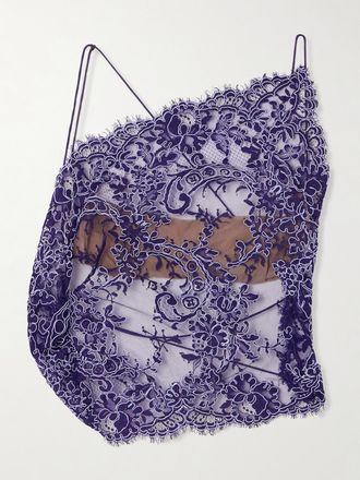 CHRISTOPHER ESBER Top A Schiena Scoperta In Pizzo E Rete Iris - Viola