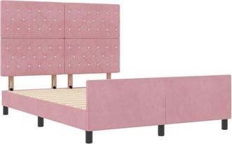 vidaXL Estructura De Cama Con Cabecera Rosa 140 X 200 Cm Terciopelo Vidaxl