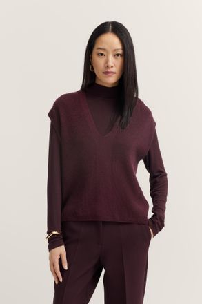 Bugatti Pullunder BUGATTI Kaschmir-Mix, Damen, Gr. XXL, 690, rost, 40% Wolle, 30% Viskose, 20% Polyamid, 10% Kaschmir, unifarben, normal, V-Ausschnitt, Pullov