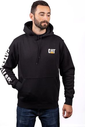 CAT Merkenbanner Katoenen Zwarte Hoodie voor Mannen