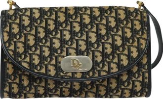 Dior Trotter Navy Canvas Shoulder Bag (Pre-Owned)