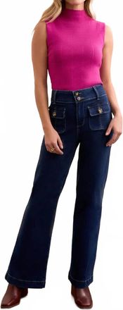 Tribal Brooke Comfort Stretch High Rise Palazzo Trousers In Deepwater