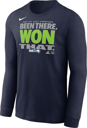 Nike Seattle Seahawks 2025 NFC West Champions Trophy Collection Nike Mens NFL Long-Sleeve T-Shirt in Blue | NKAC41S78Z-KZ5