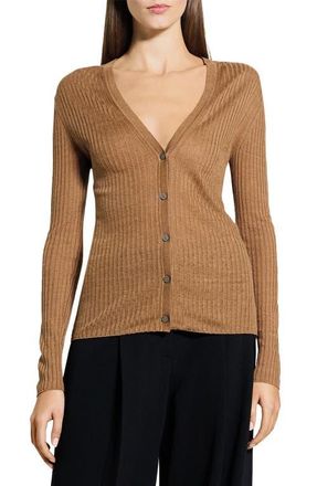 Theory Rib Cardigan in Mid Khaki at Nordstrom, Size Medium